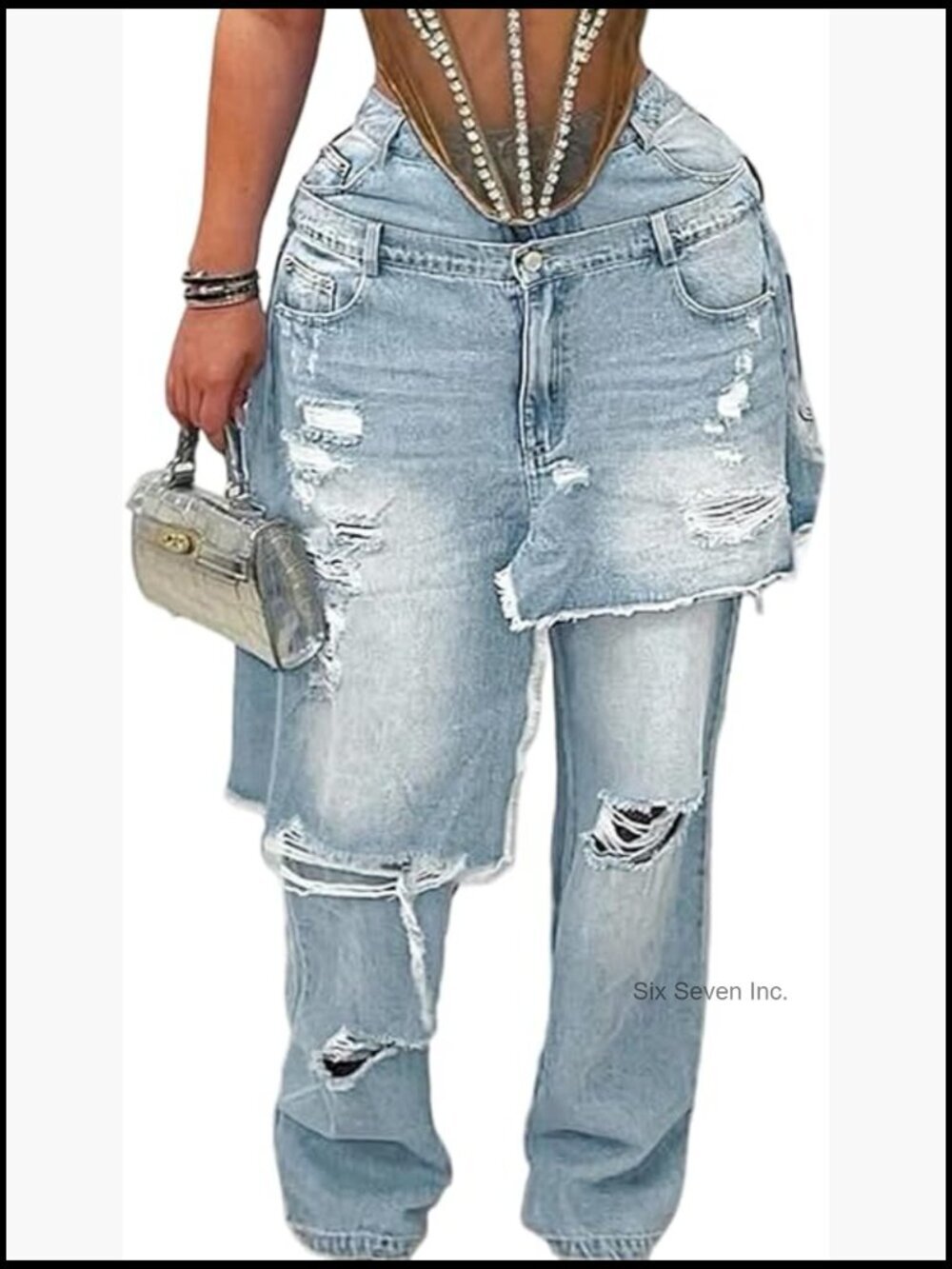Y2K Cargo Harem Jeans - Ripped Patchwork Wide Leg Denim Pants - Streetwear
